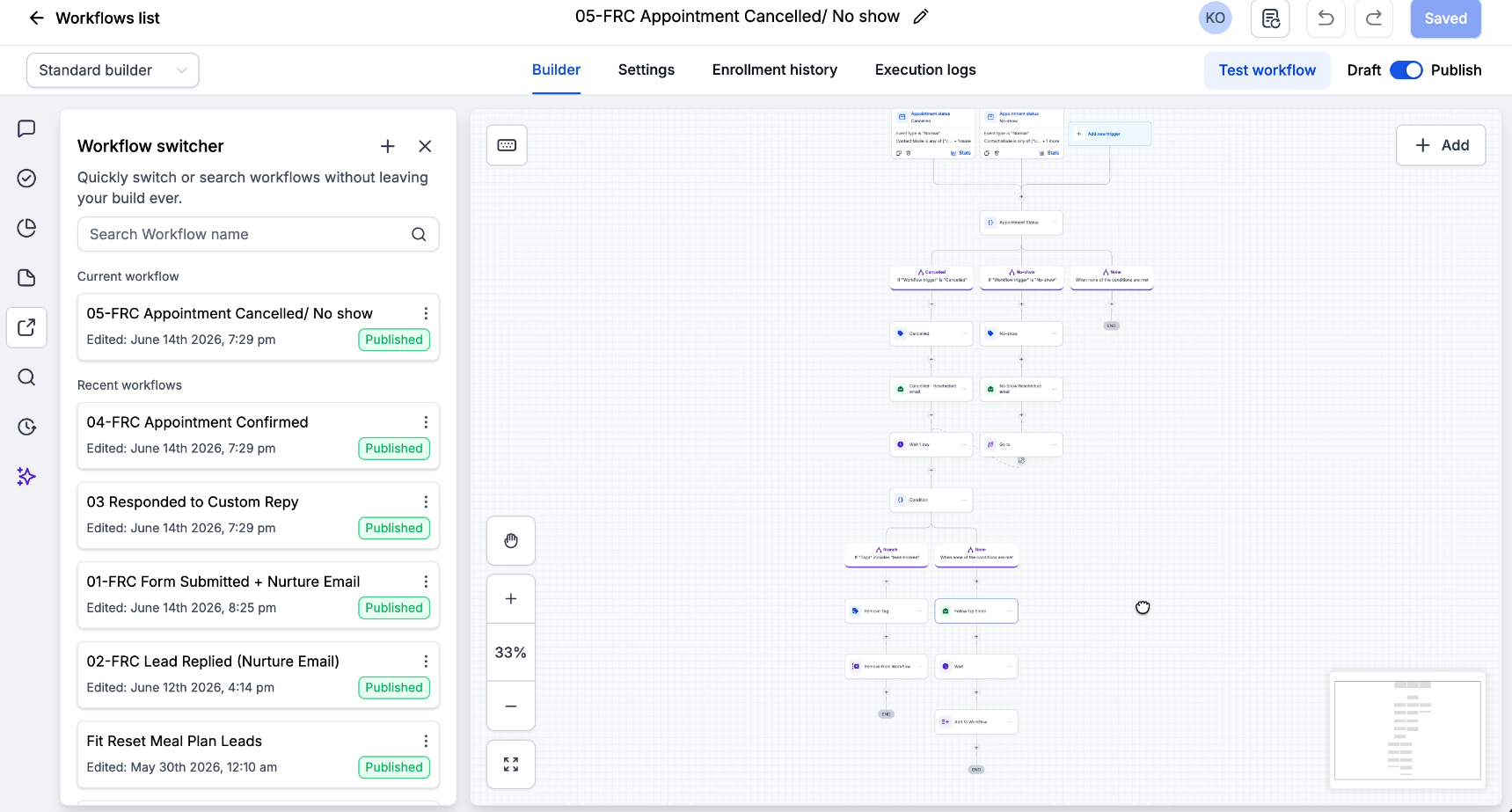 Preview of the Lead Nurture Sequence & Booking Automation build