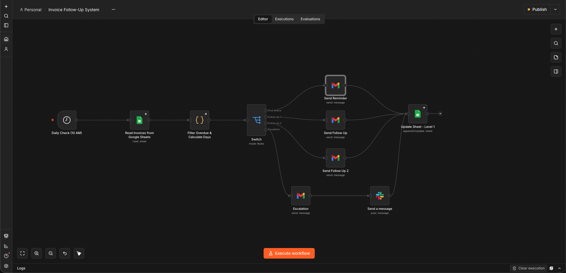 Preview of the Automated Invoice Follow-Up System build